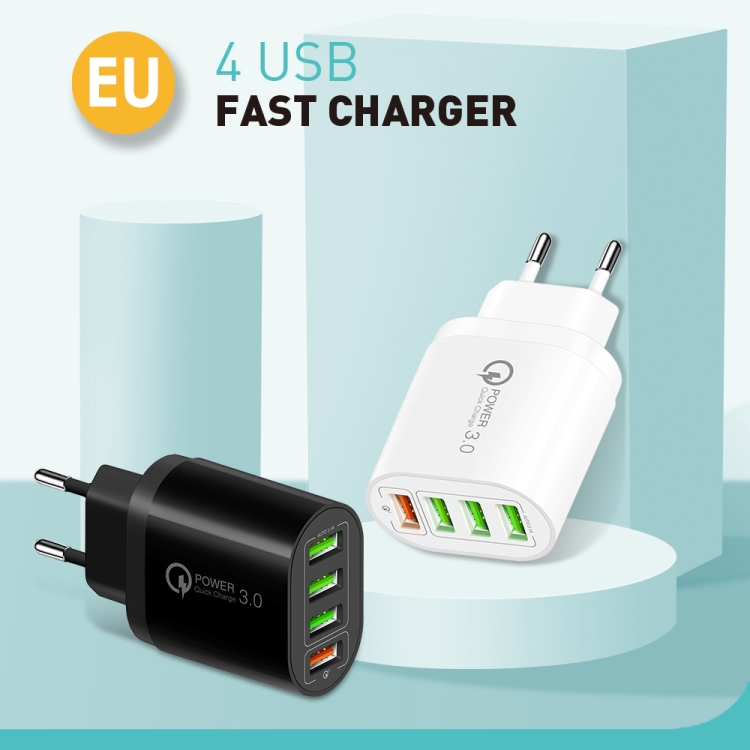 QC-04 QC3.0 + 3 x USB2.0 Multi-ports Charger with 3A USB to Micro USB Data Cable, EU Plug, EU Plug + Micro USB Cable 4 QC-04 QC3.0 + 3 x USB2.0 Multi-ports Charger with 3A USB to Micro USB Data Cable, EU Plug, EU Plug + Micro USB Cable - Image 4