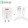 CA-25 QC3.0 USB 3A Fast Charger with 1m USB to Type-C Data Cable, AU Plug, AU Plug + Type-C Cable