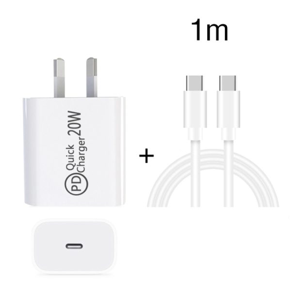 SYA001714801_1.jpg AU-20W PD USB-C / Type-C Travel Charger with Type-C to Type-C Data Cable, AU Plug, AU Plug + 1m PD Cable, AU Plug + 2m PD Cable