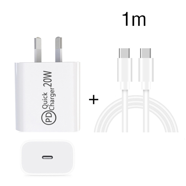 AU-20W PD USB-C / Type-C Travel Charger with Type-C to Type-C Data Cable, AU Plug, AU Plug + 1m PD Cable, AU Plug + 2m PD Cable 2 AU-20W PD USB-C / Type-C Travel Charger with Type-C to Type-C Data Cable, AU Plug, AU Plug + 1m PD Cable, AU Plug + 2m PD Cable - Image 2