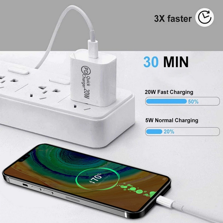 AU-20W PD USB-C / Type-C Travel Charger with Type-C to Type-C Data Cable, AU Plug, AU Plug + 1m PD Cable, AU Plug + 2m PD Cable 3 AU-20W PD USB-C / Type-C Travel Charger with Type-C to Type-C Data Cable, AU Plug, AU Plug + 1m PD Cable, AU Plug + 2m PD Cable - Image 3