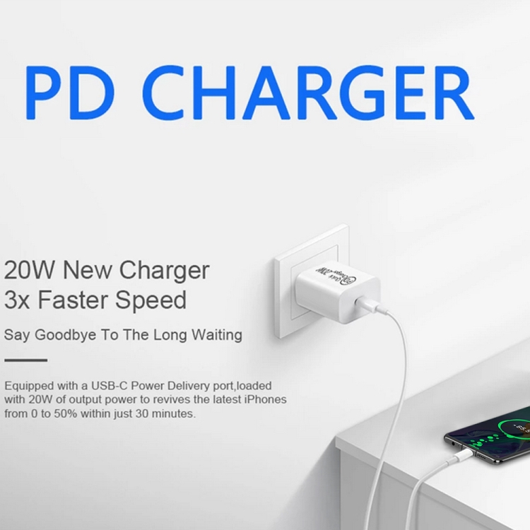 AU-20W PD USB-C / Type-C Travel Charger with Type-C to Type-C Data Cable, AU Plug, AU Plug + 1m PD Cable, AU Plug + 2m PD Cable 4 AU-20W PD USB-C / Type-C Travel Charger with Type-C to Type-C Data Cable, AU Plug, AU Plug + 1m PD Cable, AU Plug + 2m PD Cable - Image 4