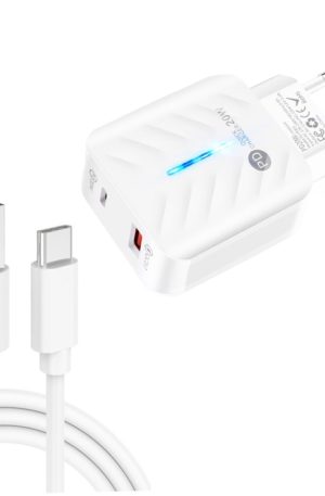 PD03 20W PD3.0 + QC3.0 USB Charger with USB to Type-C Data Cable, EU Plug, EU Plug, EU Plug + USB to Type-C Cable