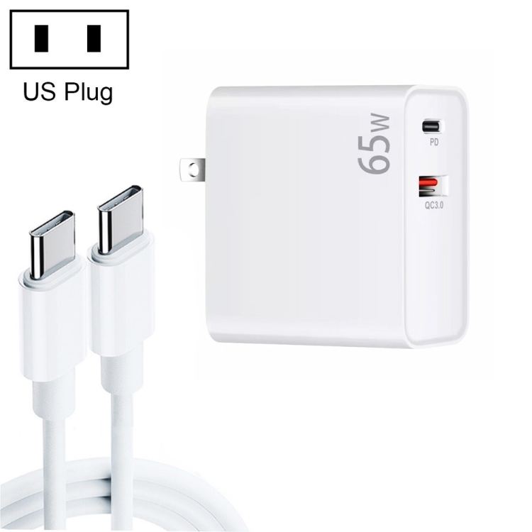 PD-65W USB-C / Type-C + QC3. 0 USB Laptop Charging Adapter + 2m USB-C / Type-C to USB-C / Type-C Data Cable Set, US Plug, USB-C / Type-C Cable, US Plug 1 PD-65W USB-C / Type-C + QC3. 0 USB Laptop Charging Adapter + 2m USB-C / Type-C to USB-C / Type-C Data Cable Set, US Plug, USB-C / Type-C Cable, US Plug