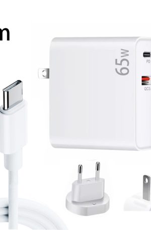 PD-65W USB-C / Type-C + QC3. 0 USB Laptop Charging Adapter + 2m USB-C / Type-C to USB-C / Type-C Data Cable Set, EU Plug / US Plug, USB-C / Type-C Cable, EU Plug / US Plug