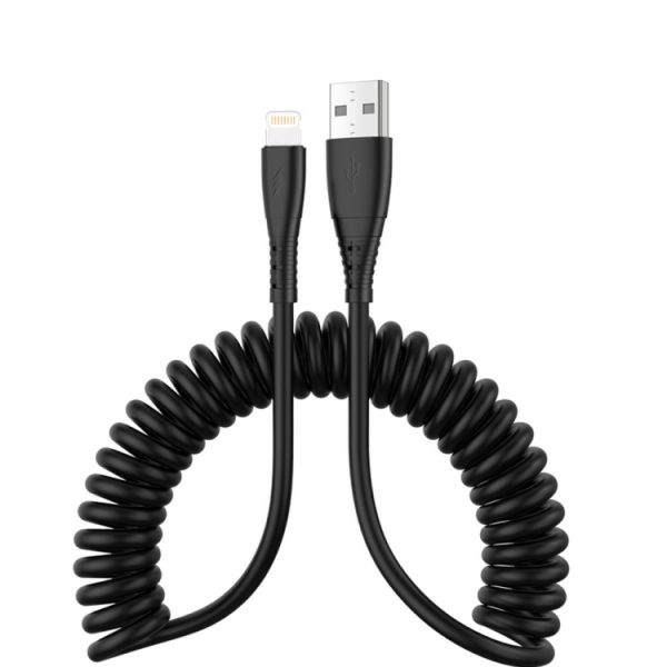 SYA001846401-1.jpg 1.5m Spring Telescopic Mobile Phone Fast Charging Data Cable, USB to 8 Pin, USB to Type-C, USB to Micro USB