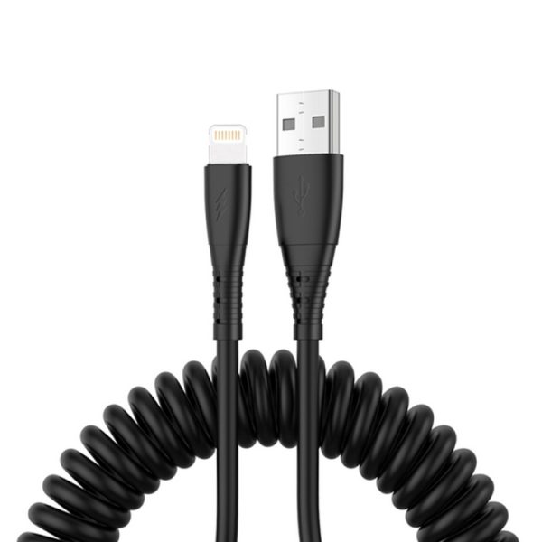 SYA001846401_1.jpg 1.5m Spring Telescopic Mobile Phone Fast Charging Data Cable, USB to 8 Pin, USB to Type-C, USB to Micro USB