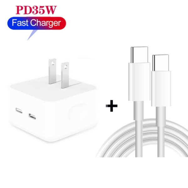 SYA001874201_B1.jpg PD 35W Dual USB-C / Type-C Ports Charger with Type-C to Type-C Data Cable, US Plug, US Plug + 1m Dua
