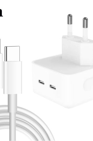 PD 35W Dual USB-C / Type-C Ports Charger with Type-C to Type-C Data Cable, EU Plug, EU Plug + 1m Dual Type-C Cable, EU Plug + 2m Dual Type-C Cable