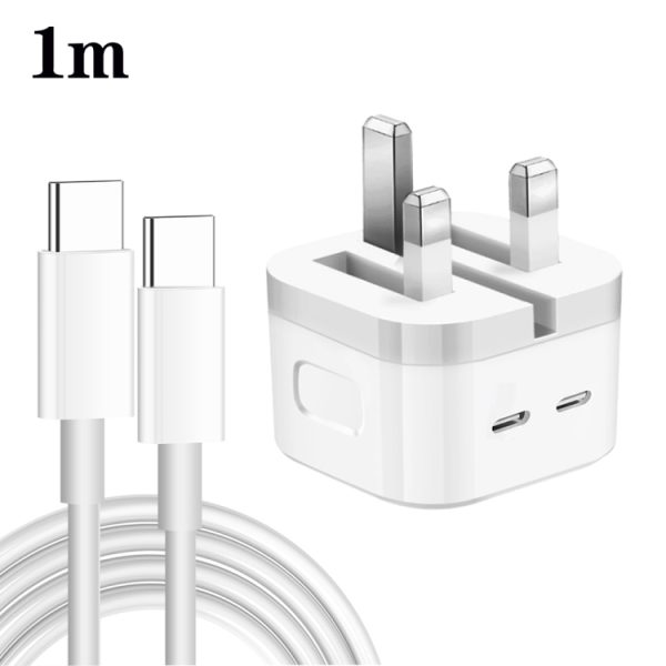 SYA001874401-1.jpg PD 35W Dual USB-C / Type-C Ports Charger with Type-C to Type-C Data Cable, UK Plug, UK Plug + 1m Dual Type-C Cable, UK Plug + 2m Dual Type-C Cable