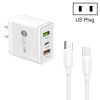 SYA001932901A-1.jpg 45W PD3.0 + 2 x QC3.0 USB Multi Port Charger with Type-C to Type-C Cable, US Plug, US Plug + Type-C to Type-C Cable