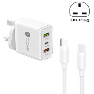 45W PD3.0 + 2 x QC3.0 USB Multi Port Charger with Type-C to Type-C Cable, UK Plug, UK Plug + Type-C to Type-C Cable
