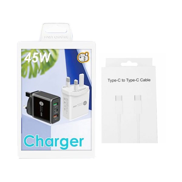 SYA001933101_B6.jpg 45W PD3.0 + 2 x QC3.0 USB Multi Port Charger with Type-C to Type-C Cable, UK Plug, UK Plug + Type-C to Type-C Cable