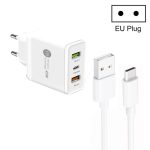 45W PD25W + 2 x QC3.0 USB Multi Port Charger with USB to Type-C Cable, EU Plug, EU Plug + USB to Type-C Cable