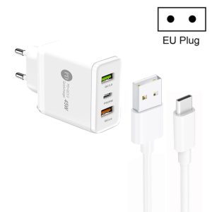 45W PD25W + 2 x QC3.0 USB Multi Port Charger with USB to Type-C Cable, EU Plug, EU Plug + USB to Type-C Cable