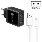 45W PD25W + 2 x QC3.0 USB Multi Port Charger with USB to Micro USB Cable, EU Plug, EU Plug + USB to Micro USB Cable