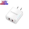 SYA001967801A_1.jpg 36W Dual Port QC3.0 USB Charger with 3A USB to Type-C Data Cable, US Plug, US Plug + USB to Type-C Cable