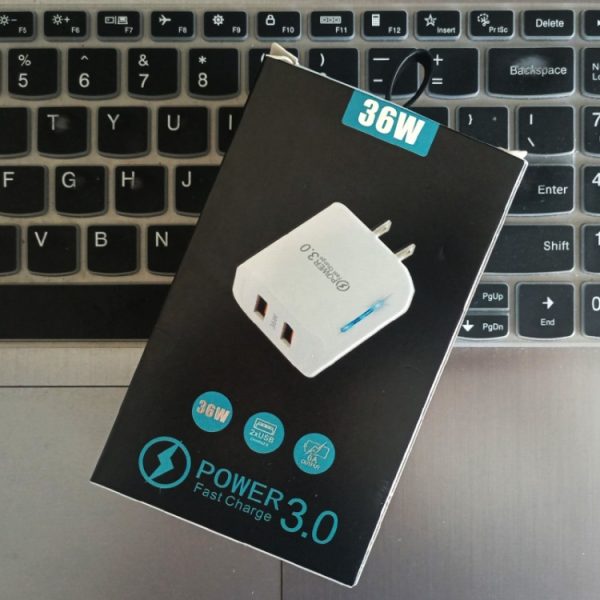 SYA001967801_B5.jpg 36W Dual Port QC3.0 USB Charger with 3A USB to Type-C Data Cable, US Plug, US Plug + USB to Type-C Cable