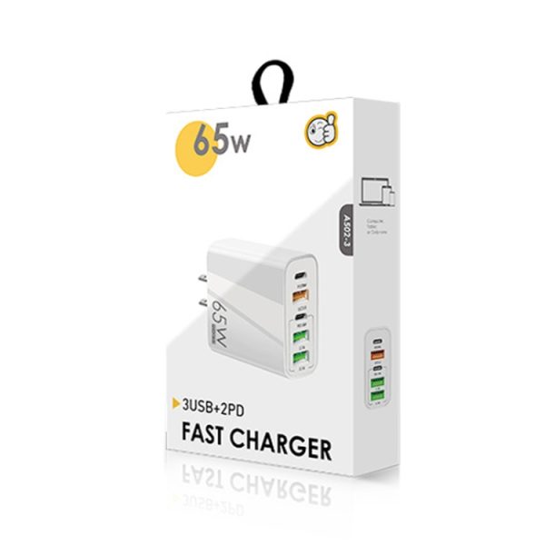 SYA001973801_B5.jpg 65W Dual PD Type-C + 3 x USB Multi Port Charger with 3A Type-C to Type-C Data Cable, US Plug, US Plug + Type-C to Type-C Cable