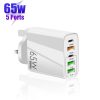 SYA001975101A_1.jpg 65W Dual PD Type-C + 3 x USB Multi Port Charger with 3A Type-C to Type-C Data Cable, UK Plug, UK Plug + Type-C to Type-C Cable