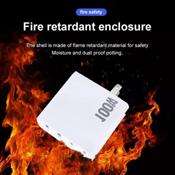 SYA001998301_B5.jpg GaN 100W Dual USB + Dual USB-C/Type-C Multi Port Charger with 2m Type-C to Type-C Data Cable Set, US Plug, US / EU Plug, US / UK Plug, US / AU Plug, US / EU / UK Plug, US / EU / UK / AU Plug