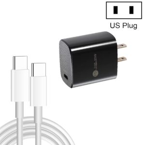 PD11 Single PD3.0 USB-C / Type-C 20W Fast Charger with 1m Type-C to Type-C Data Cable, US Plug, US Plug + Type-C to Type-C Cable