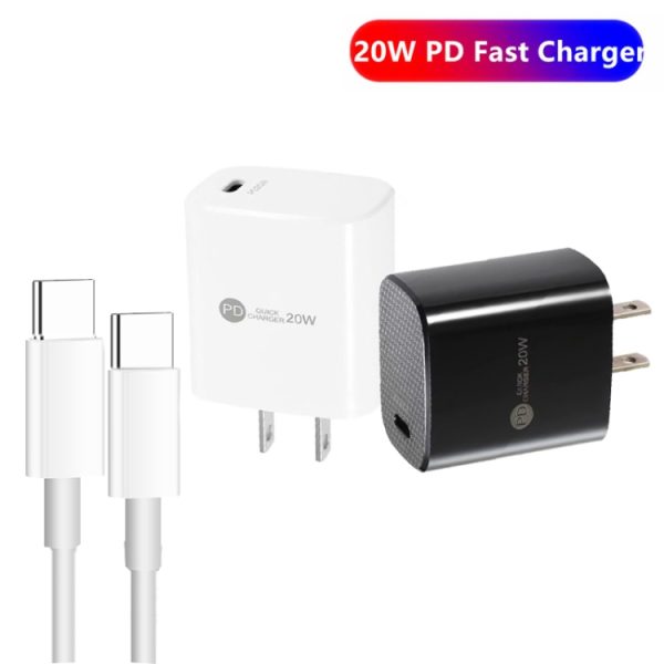 SYA002075801_B1.jpg PD11 Single PD3.0 USB-C / Type-C 20W Fast Charger with 1m Type-C to Type-C Data Cable, US Plug, US Plug + Type-C to Type-C Cable