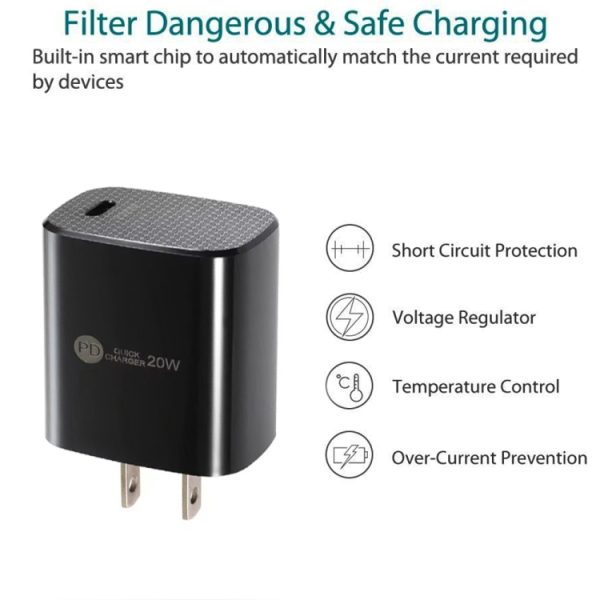SYA002075801_B3.jpg PD11 Single PD3.0 USB-C / Type-C 20W Fast Charger with 1m Type-C to Type-C Data Cable, US Plug, US Plug + Type-C to Type-C Cable