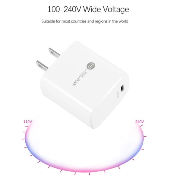 SYA002075801_B4.jpg PD11 Single PD3.0 USB-C / Type-C 20W Fast Charger with 1m Type-C to Type-C Data Cable, US Plug, US Plug + Type-C to Type-C Cable