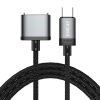 SYA002257601A-1.jpg ENKAY 140W USB-C / Type-C to MagSafe 3 Nylon Braided Magnetic Charging Cable with LED Indicator for MacBook 6.6FT, ENKAY Grey, ENKAY Blue