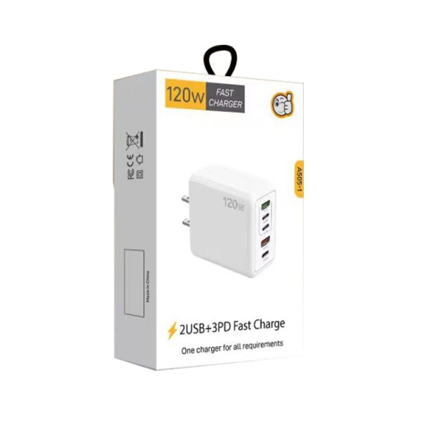SYA0026890_B6.jpg 120W PD3.0 3 Type-C 2 USB Multi Port Quick Charger with Type-C to Type-C Cable, US Plug, US Plug + C to C Cable