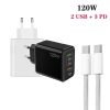 SYA0026891_B1.jpg 120W PD3.0 3 Type-C 2 USB Multi Port Quick Charger with Type-C to Type-C Cable, EU Plug, EU Plug + C to C Cable