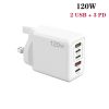 SYA002689201A_1.jpg 120W PD3.0 3 Type-C 2 USB Multi Port Quick Charger with Type-C to Type-C Cable, UK Plug, UK Plug + C to C Cable