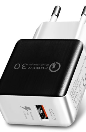 1USB QC 3.0 Wire Drawing Quick Charger EU Plug, QC 3.0 Black, QC 3.0 White