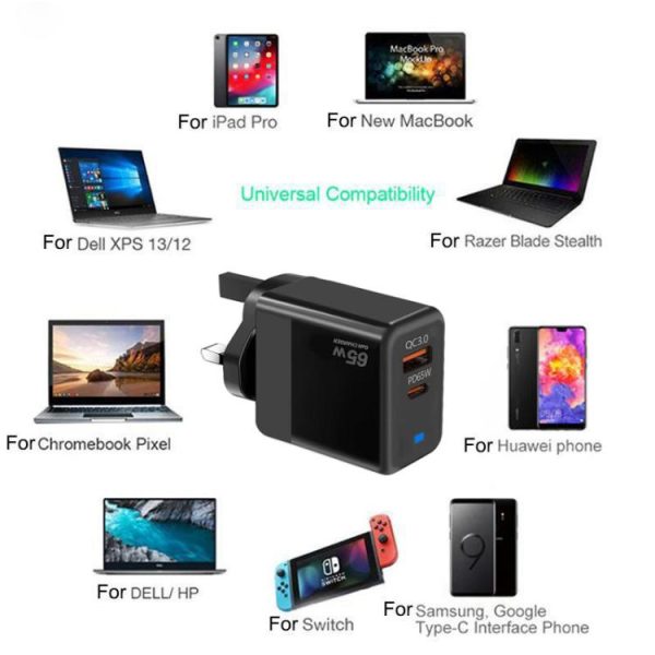 SYA002852401A_1.jpg GaN PD 45W + QC3.0 USB Fully Compatible Protocol Charger for MacBook,UK Plug, UK Plug(, UK Plug