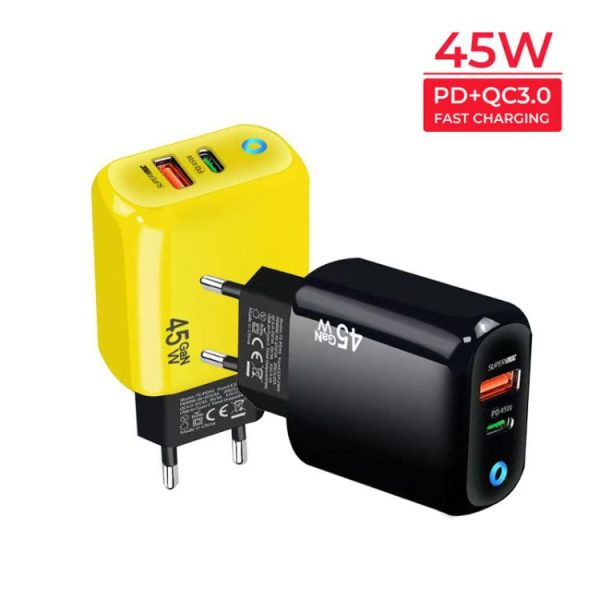 SYA0030746_B1.jpg GaN 45W PD3.0 + QC3.0 Fully Compatible Protocol Charger for Laptops / Tablets,EU Plug, EU Plug