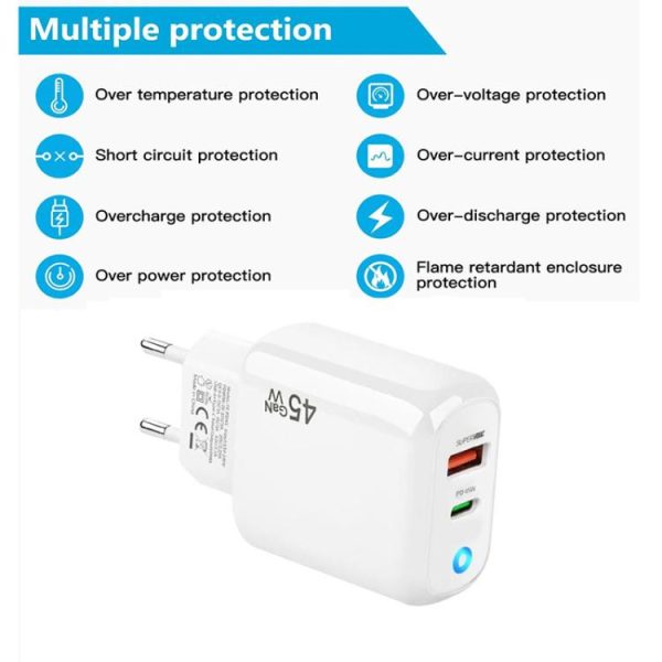SYA0030746_B2.jpg GaN 45W PD3.0 + QC3.0 Fully Compatible Protocol Charger for Laptops / Tablets,EU Plug, EU Plug