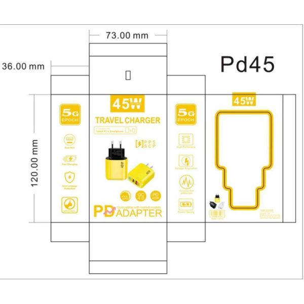 SYA0030747_B5.jpg GaN 45W PD3.0 + QC3.0 Fully Compatible Protocol Charger for Laptops / Tablets,US Plug, US Plug