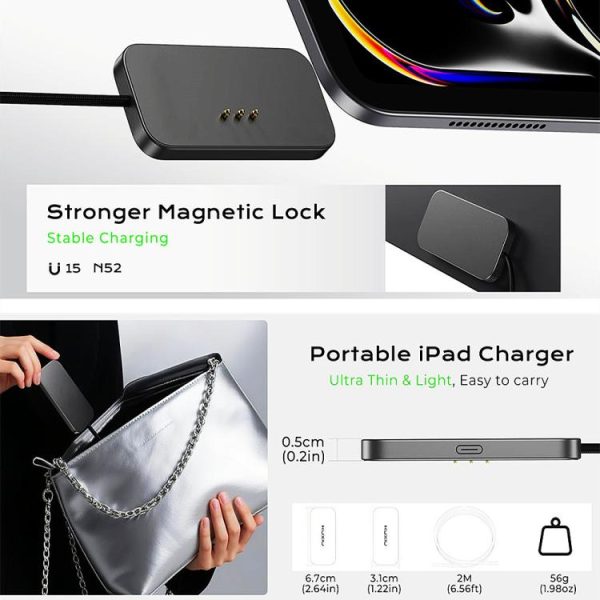 SYA0030801_9.jpg For iPad Air 11 / Air 10.9 Fast Charging Smart PIN Magnetic Charger Wireless Charging Pad with Type-C Cable