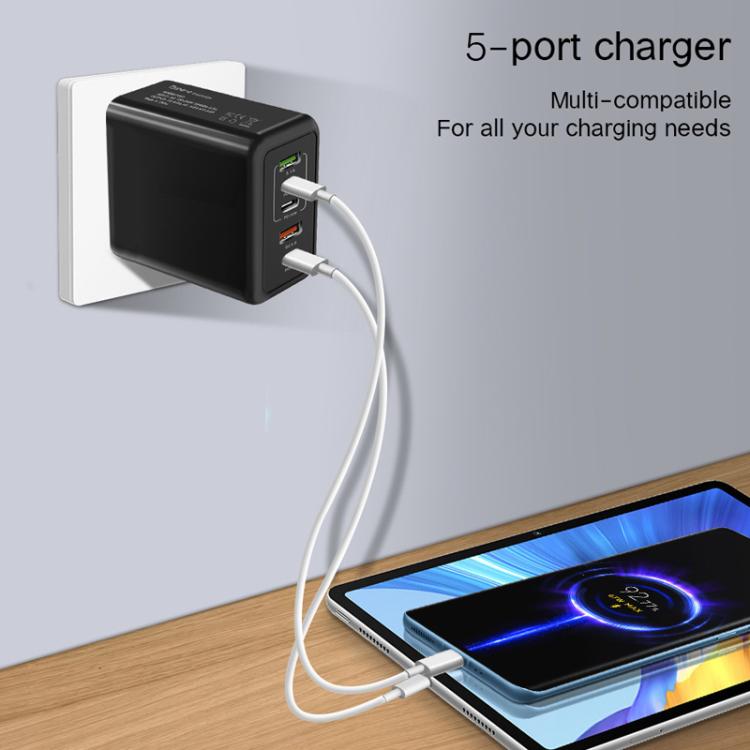TE-PD43 Type-C x 3, USB-A x 2 Multi-port Charger for Mobile Phones / Tablets,UK Plug, UK Plug 5 TE-PD43 Type-C x 3, USB-A x 2 Multi-port Charger for Mobile Phones / Tablets,UK Plug, UK Plug - Image 5
