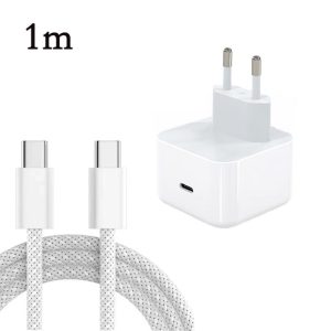 A3365 PD40W USB-C / Type-C Charger with Type-C to Type-C Data Cable, EU Plug, EU Plug + 1m Type-C Cable, EU Plug + 2m Type-C Cable