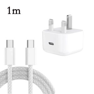 A3365 PD40W USB-C / Type-C Charger with Type-C to Type-C Data Cable, UK Plug, UK Plug + 1m Type-C Cable, UK Plug + 2m Type-C Cable