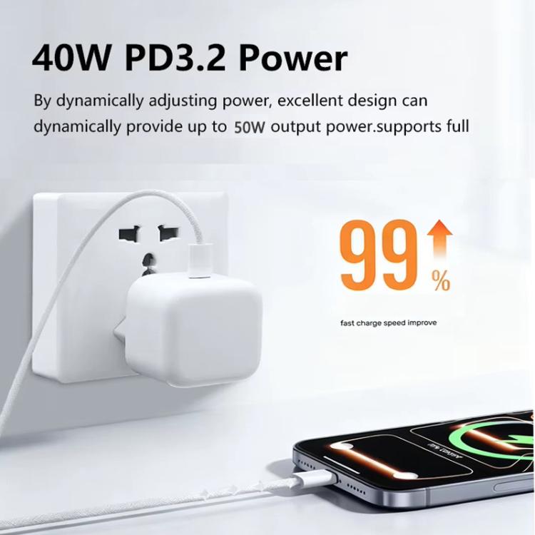 A3365 PD40W USB-C / Type-C Charger with Type-C to Type-C Data Cable, UK Plug, UK Plug + 1m Type-C Cable, UK Plug + 2m Type-C Cable 4 A3365 PD40W USB-C / Type-C Charger with Type-C to Type-C Data Cable, UK Plug, UK Plug + 1m Type-C Cable, UK Plug + 2m Type-C Cable - Image 4