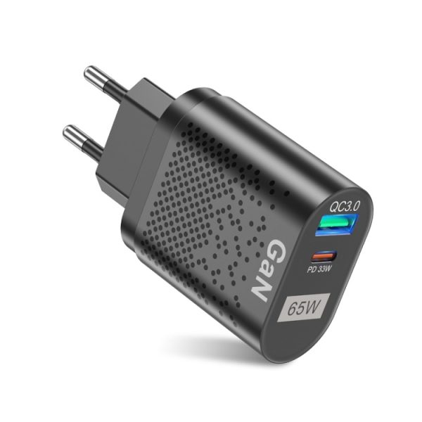 TBD0603826401-1.jpg 65W GaN Mobile Phone Charger PD Fast Charge Computer Adapter, Black EU Plug, Black UK Plug, Black US Plug, Black AU Plug, Black KR Plug, White EU Plug, White UK Plug, White US Plug, White AU Plug, White KR Plug