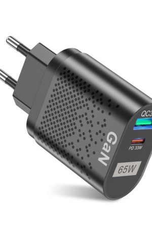 65W GaN Mobile Phone Charger PD Fast Charge Computer Adapter, Black EU Plug, Black UK Plug, Black US Plug, Black AU Plug, Black KR Plug, White EU Plug, White UK Plug, White US Plug, White AU Plug, White KR Plug