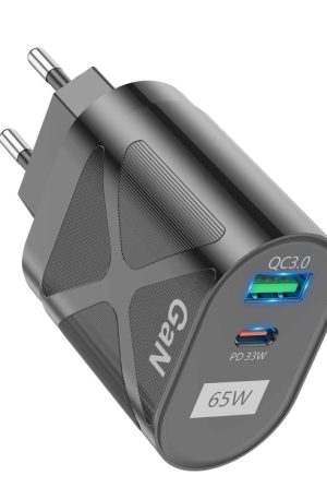65W GAN PD + QC3.0 Fast Charger Phone Notebook Computer Universal Charging Head, EU Plug Black, UK Plug Black, US Plug Black, AU Plug Black, EU Plug White, UK Plug White, US Plug White, AU Plug White