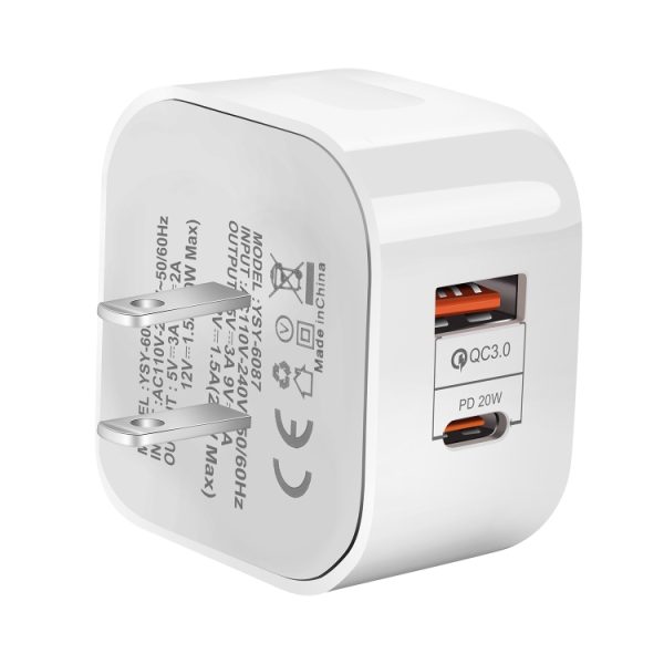 EDA001115901_1.jpg 20W PD + QC 3.0 Dual Ports Travel Charger Power Adapter,, US Plug, EU Plug, UK Plug