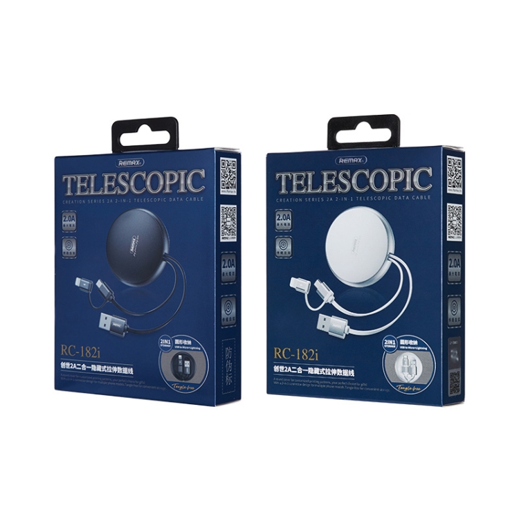 Remax 2A 2 In 1 Creation Series Telescopic Charging Data Cable, Length: 90cm, Type-C, 8 Pin 3 Remax 2A 2 In 1 Creation Series Telescopic Charging Data Cable, Length: 90cm, Type-C, 8 Pin - Image 3