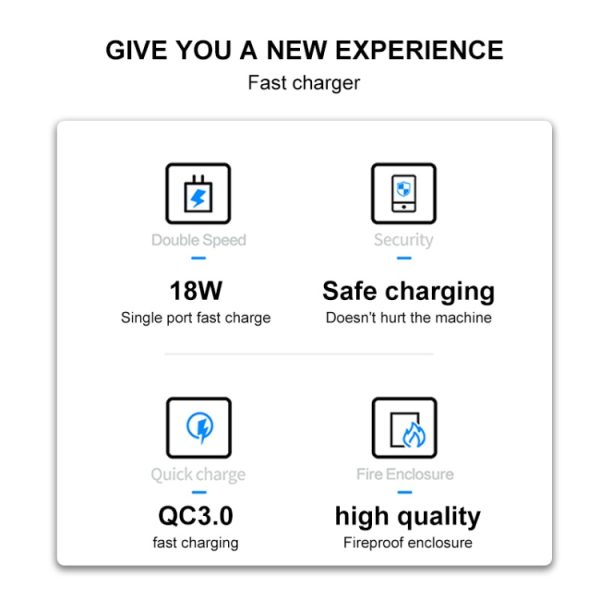 EDA001350101_3.jpg WK WP-U57 18W Speed QC3.0 Fast Charger + USB to Type-C / USB-C Data Cable, US Plug, EU Plug, UK Plug