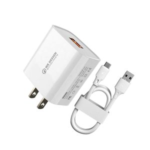 WK WP-U57 Max 18W Maxspeed QC3.0 Fast Charger + USB to 8 Pin Data Cable, US Plug, EU Plug, UK Plug